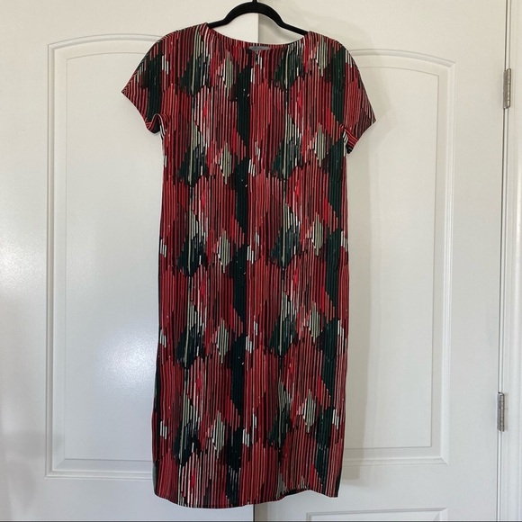 Maiyet Silk Red Stripe Midi Zipper Front Dress 34 - Picture 3 of 7